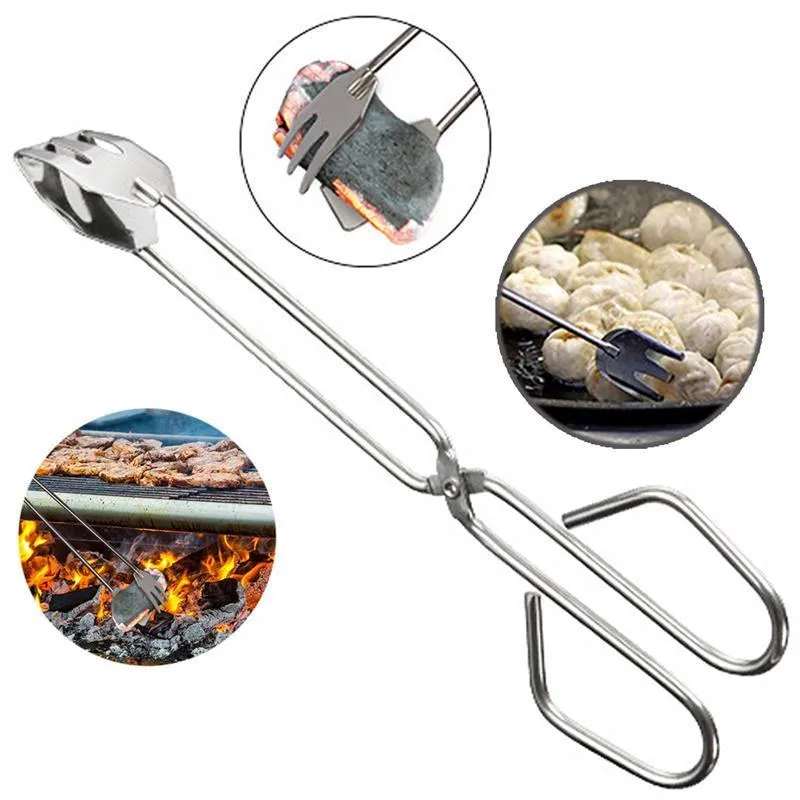Stainless Steel Food Clip Barbecue Carbon Clip with Long Handle Grilled Food Clip Barbecue Accessories Portable Outdoor BBQ Tongs