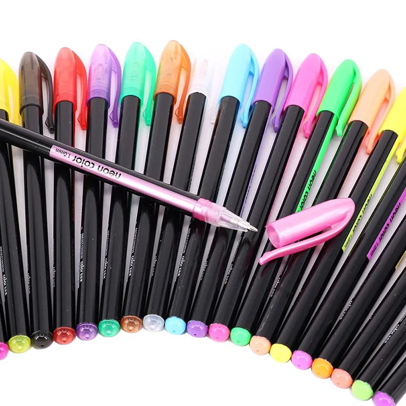 48 Pcs Color Gel Ink Pen 1.0mm Glitter Metallic Neon Pastel Art