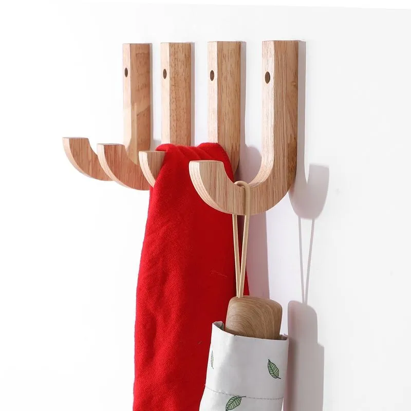 Natural Wooden Coat Hook Study Wall Mounted Clothes Scarf Hat Bag Storage Hanger Hooks Modern