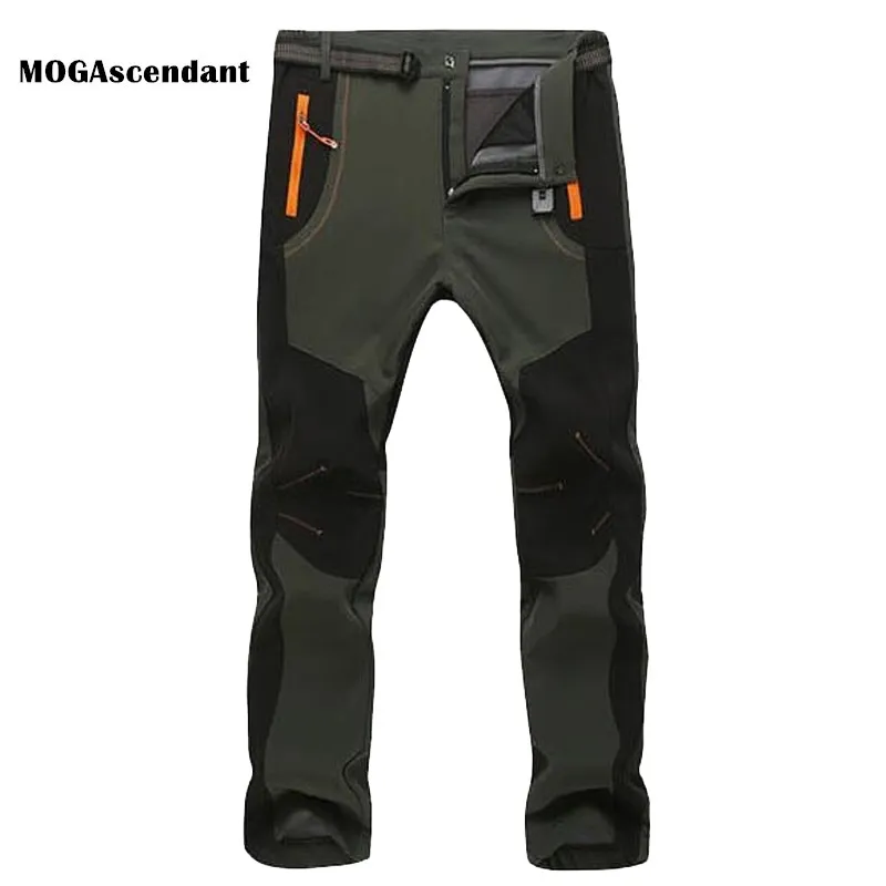 Mäns Winter Warm Fleece Shark Skin Cargo Pants Women Stretch Waterproof Casual Pants Sweatpants Tactical Army Work Pants S-5XL 201027