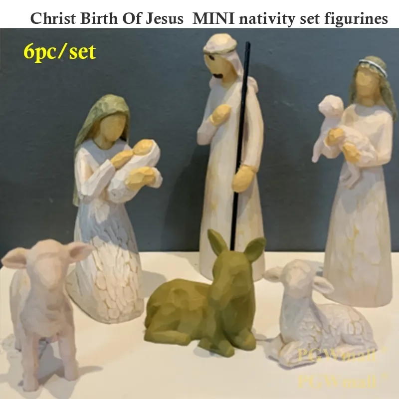 Ensemble de Figurines de la nativité, Mini résine, décorations de