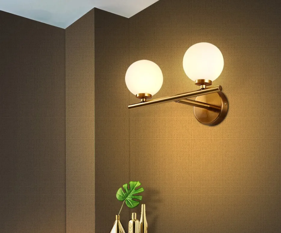 3Colors Затемнение золото LED настенный светильник 3w 6w 9w Стеклянный шар ванной Бра Зеркало Освещение с G4 Лампа для спальни 85-265V