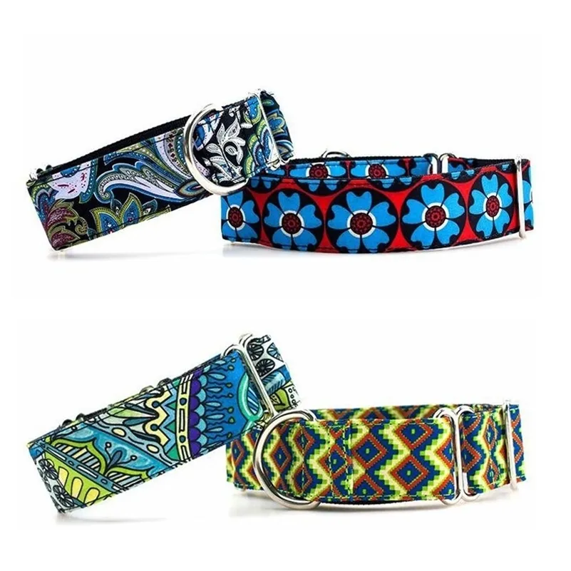 Personalized Fabric Super Strong Durable Martingale Collars for Dogs Heavy Duty Nylon Dog Collar 2. to 3. Wide Necklace LJ201113