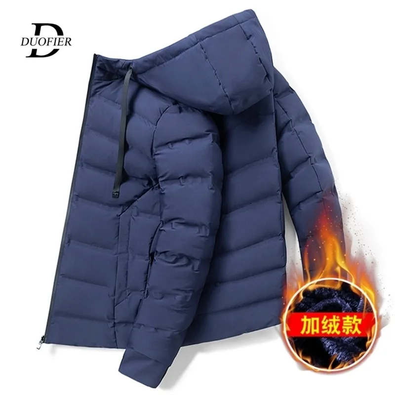 Mode Männer Bomber Down Parkas Winter Warme Mantel Herren Herbst Winter Casual Baumwolle Gepolsterte Mantel Dicke Kapuze Streetwear Jacke 201217