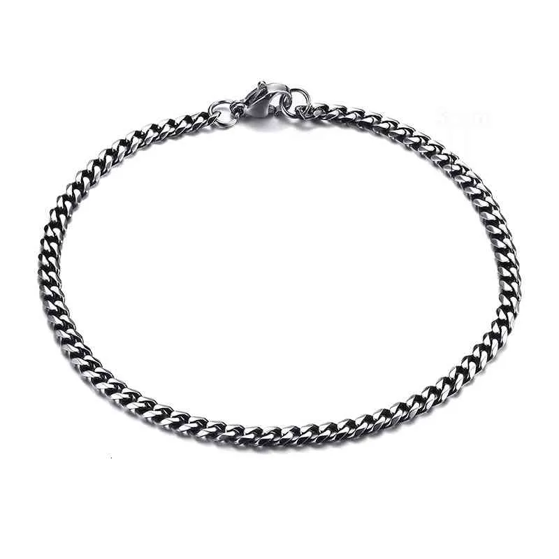 Män Enkel 3-11mm Rostfritt stål Curb Cuban Link Chain Armband för kvinnor Unisex Wrist Smycken Presenter