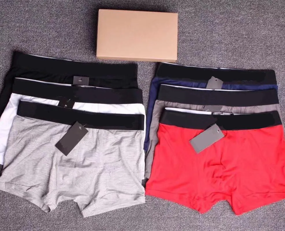 Erkek Külot Underwears Boksörler Kısa Külot Saf Pamuk Külot Knickers Nefes Boxer Gençlik Pantolon Kara Renk Kutusu