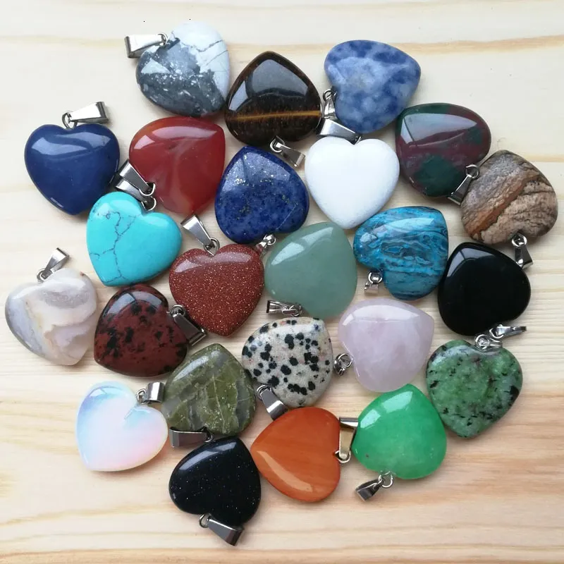 DHL fubaoying Heart Shape Love Gem Stone Mixed Pendants Loose Beads for Bracelets and Necklace Charms DIY Jewelry for Women Gift free