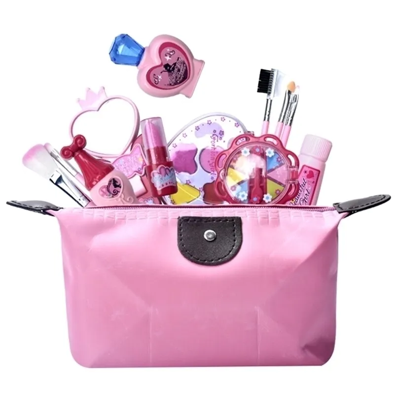 Kit per il trucco dell'ombretto per la simulazione delle ragazze, giochi di finzione, borsa per cosmetici, giochi di ruolo, giocattoli finti classici per bambini - Pink Rosy LJ201009