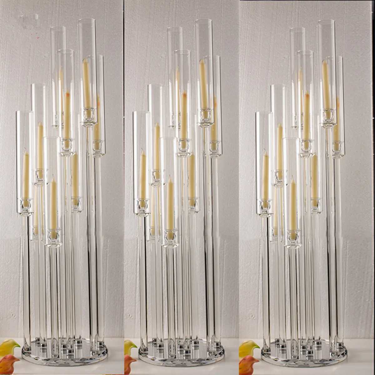 Só pode usar velas LED) Decoração Claro Acrílico Cristal Candle Suporte para peça central de tabela sem cristal Beaded Senyu796