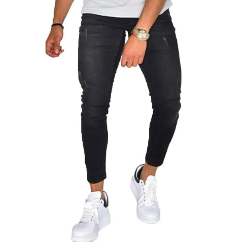 Jeans da uomo Pantaloni alla moda da uomo Skiiny Plus Size Pantaloni in denim slim fit elasticizzati casual neri Streetwear da uomo