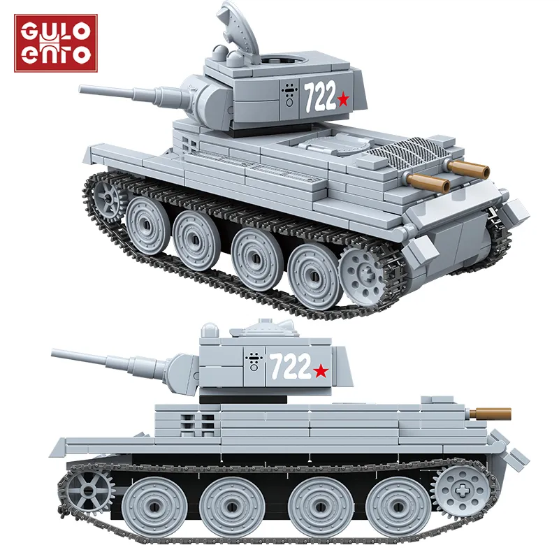 Militaire BT-7 Blocs de construction de chars légers Russie Chars soviétiques Briques WW2 Armée Police Soldat Arme Ville Enfants Jouets Cadeaux Q1126