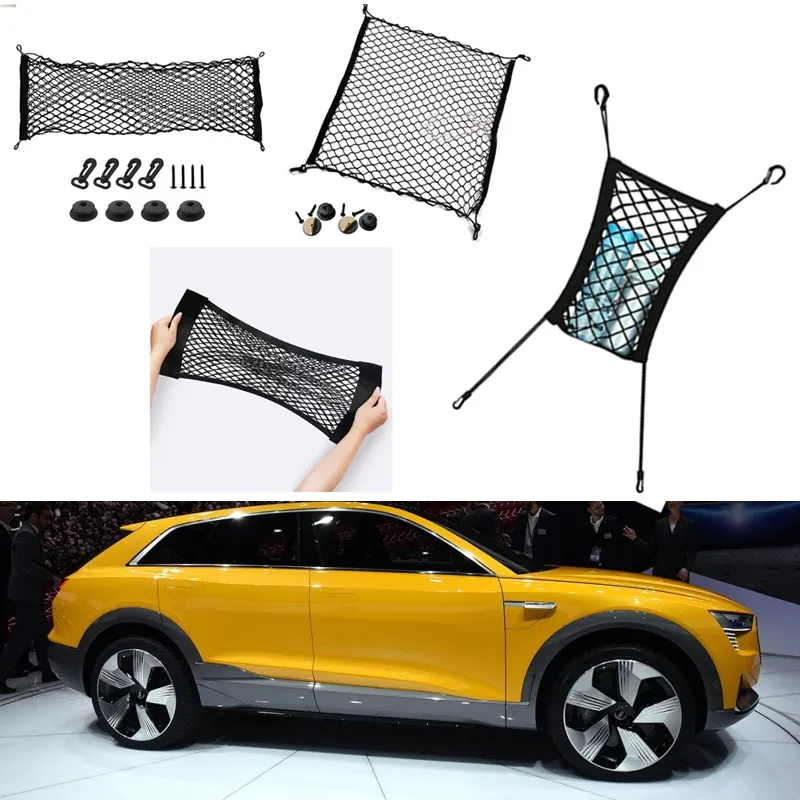 For Audi h-tron quattro Car Auto vehicle Black Rear Trunk Cargo Baggage Organizer Storage Nylon Plain Vertical Seat Net
