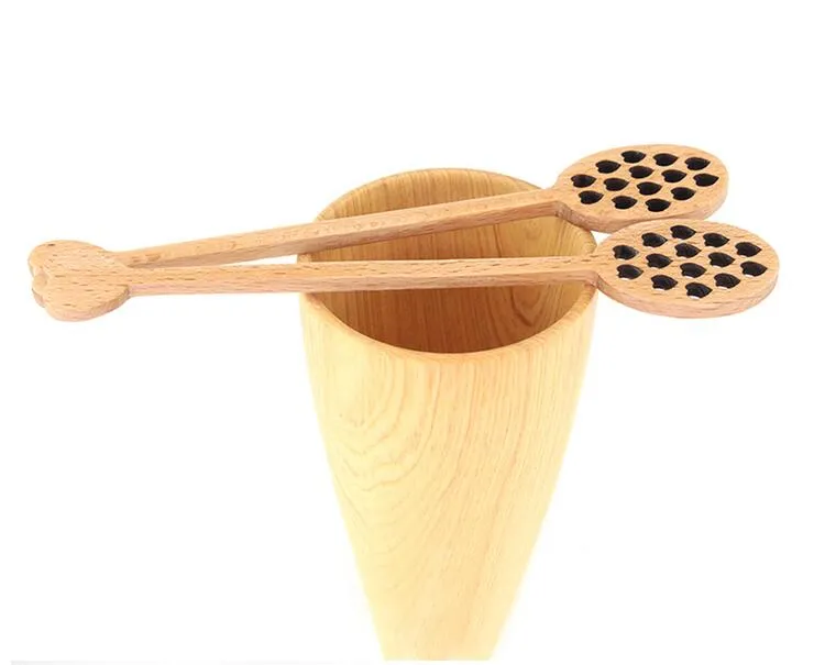 New Wooden Honey Coffee Spoons Long Mixing Spoon Bee Tools Honey Stirrer Muddler Stirring Stick Honey Dipper Wood Carving Stirring Spoons