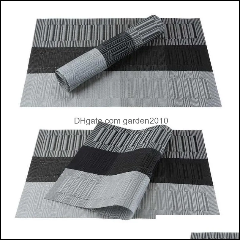 Grey Black Table Runner for Dining Non-slip Pad Waterproof Mat PVC Runners Set of 4 Placemats Decor 30x180cm 220107