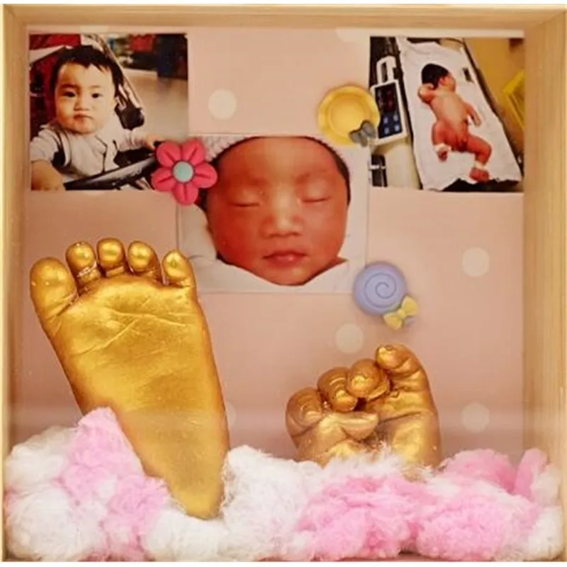 Baby Hand & Foot Print mold powder Plaster Casting Kit Handprint Footprint Keepsake Gift Baby Growth Memorial LJ201105