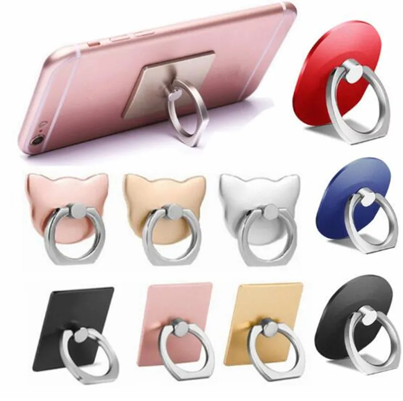 7 ontwerpen Custom logo Universele Mobiele Telefoon Vinger Ring Houder 360 Graden Mobiele Telefoon Grip Stand Metalen Luie Gesp Beugel met gouden zak DHL