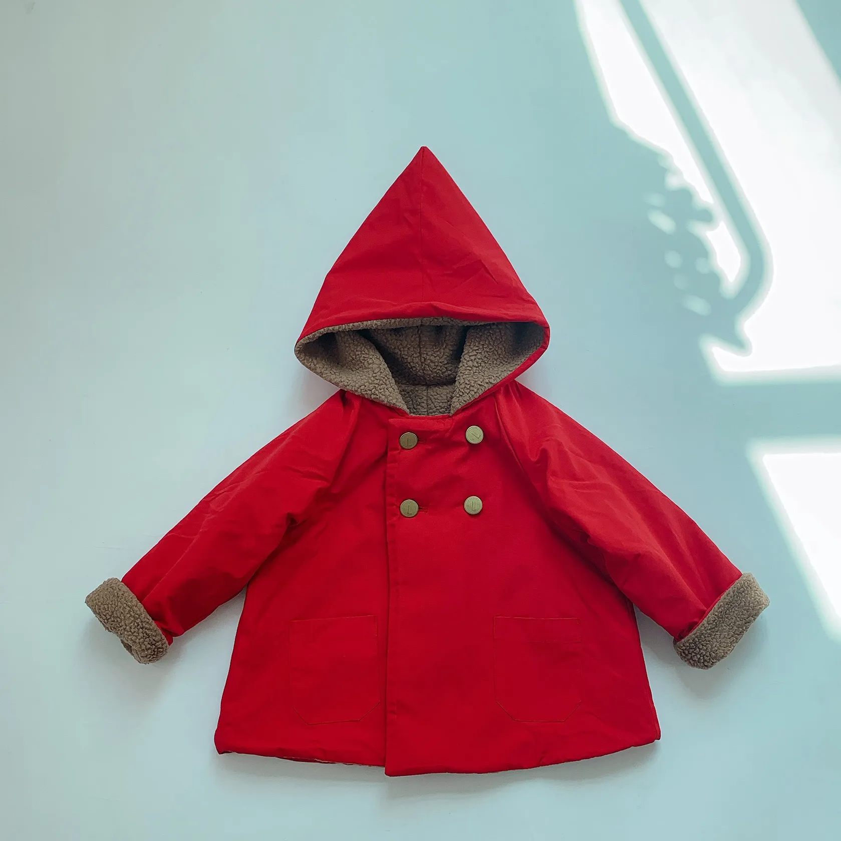 Elf Hat версия плюс бархатный ветрозащитный куртка ins детская зимняя куртка мальчик осенью одежда детская осень и зима плащ
