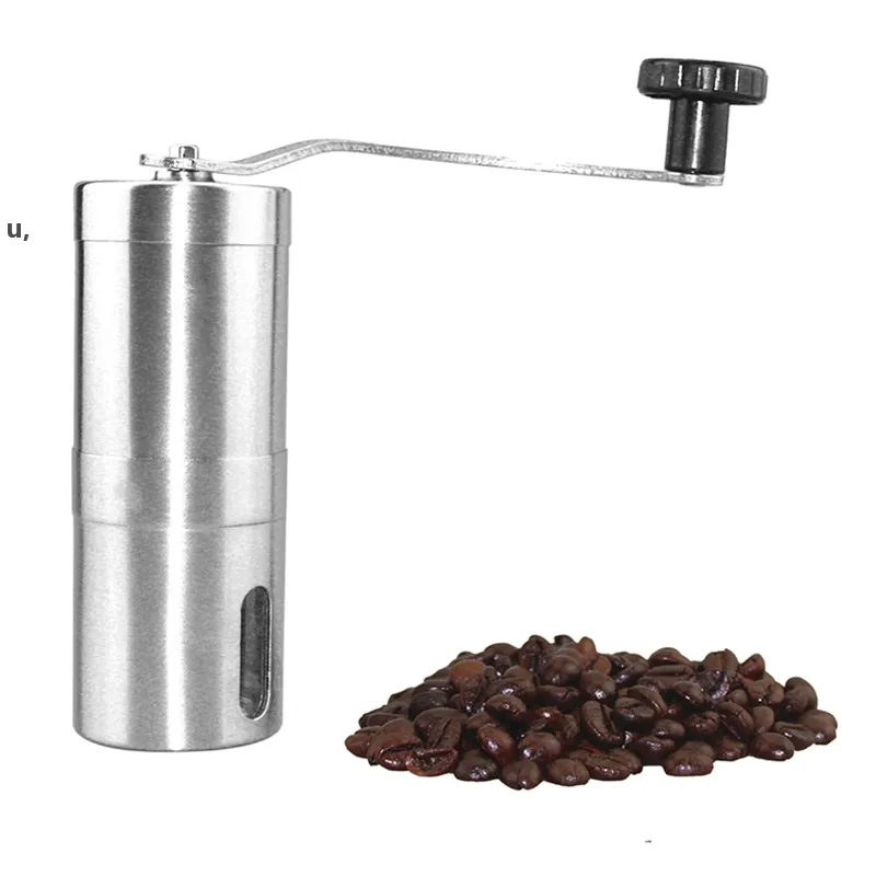 Portable Manual Coffee Grinder Mini Stainless Steel Handmade Coffee Bean Burr Grinders Mill Kitchen Tool Accessories sea ship RRB12967