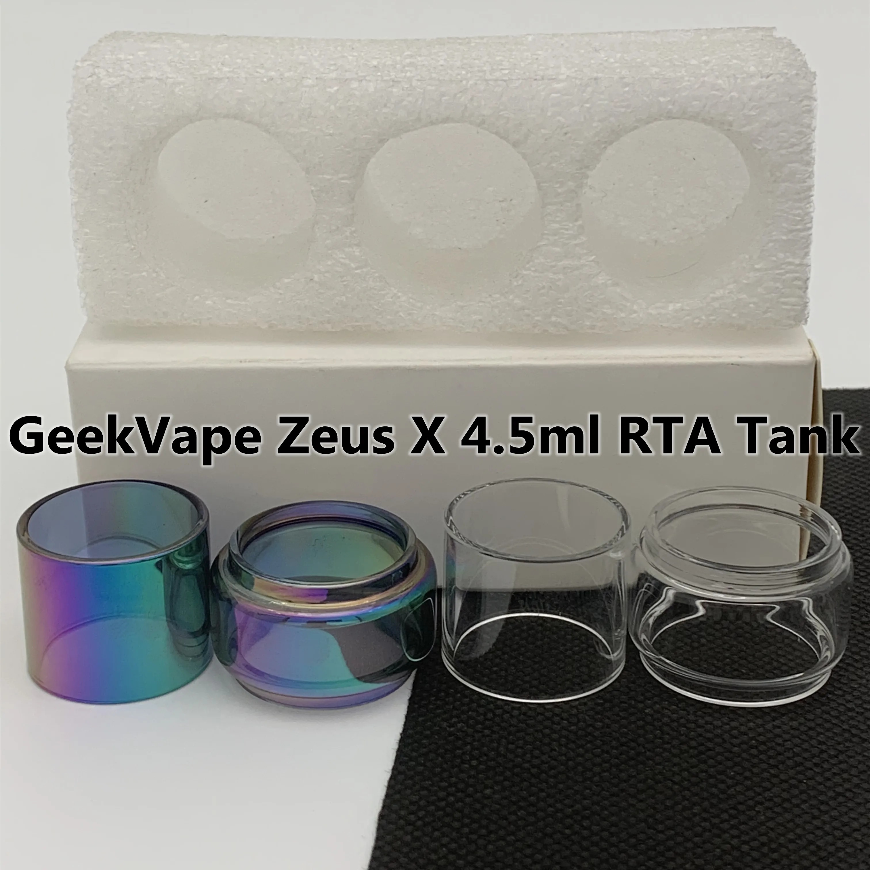 Geekvape Zeus X 4,5 ml RTA Bag Tank Normal 3,5 ml glödlampor Klar Rainbågsersättning Glasrör Utökad bubbla Fatboy