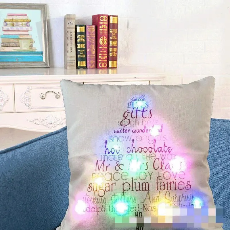 LED Pillow Case Cover Luminous Linen Pillow Covers Light Cushion Cover Office Nap Christmas Pillow Case Home Sofa Car Decoration