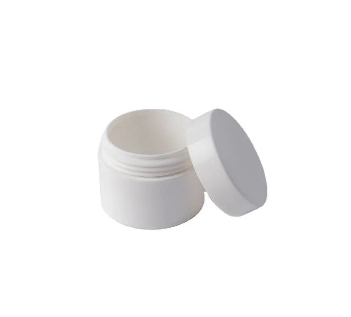 2021 30g 50g wit plastic jar plastic crème fles pp container cosmetische fles monster gezicht crème pasta