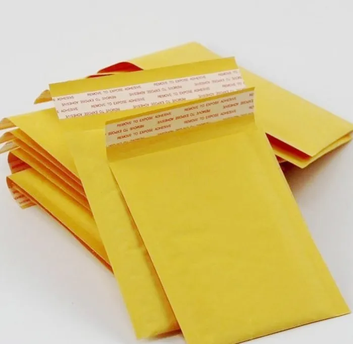 Vente en gros - Bonne qualité / Sac à bulles d'air en papier kraft de couleur jaune / Enveloppe d'expédition sans impression