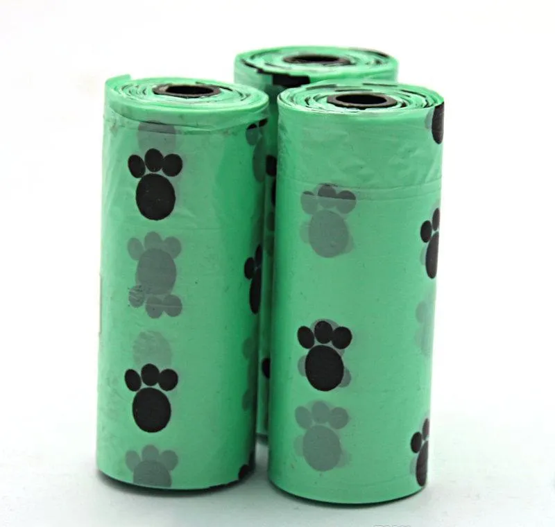 Suministros para mascotas Bolsas de caca de perro Biodegradable 150 Rollos M￺ltiples color para desechos Dispensador de correa