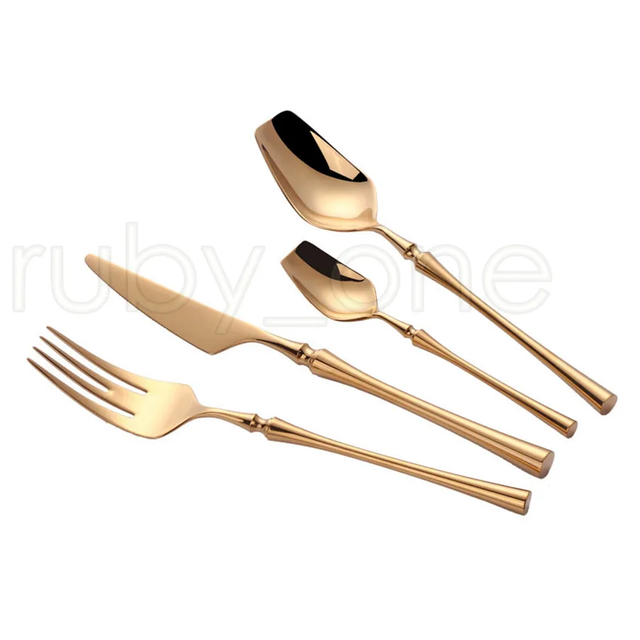 24 Pcs En Acier Inoxydable Vaisselle Or Couverts Ensemble Couteau Cuillère Et Fourchette Ensemble Vaisselle Cuisine Coréenne Couverts Cuisine Accessoires RRA3913