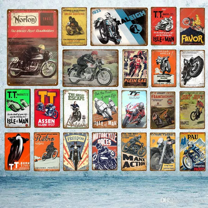2021 TT Isle of Man Metal Plakat Retro Motocykl Wyścigi Plakiet Wall Art Malarstwo Plate Pub Bar Garaż Dekoracje Wewnętrzna Dekoracje Vintage Tin Znaki