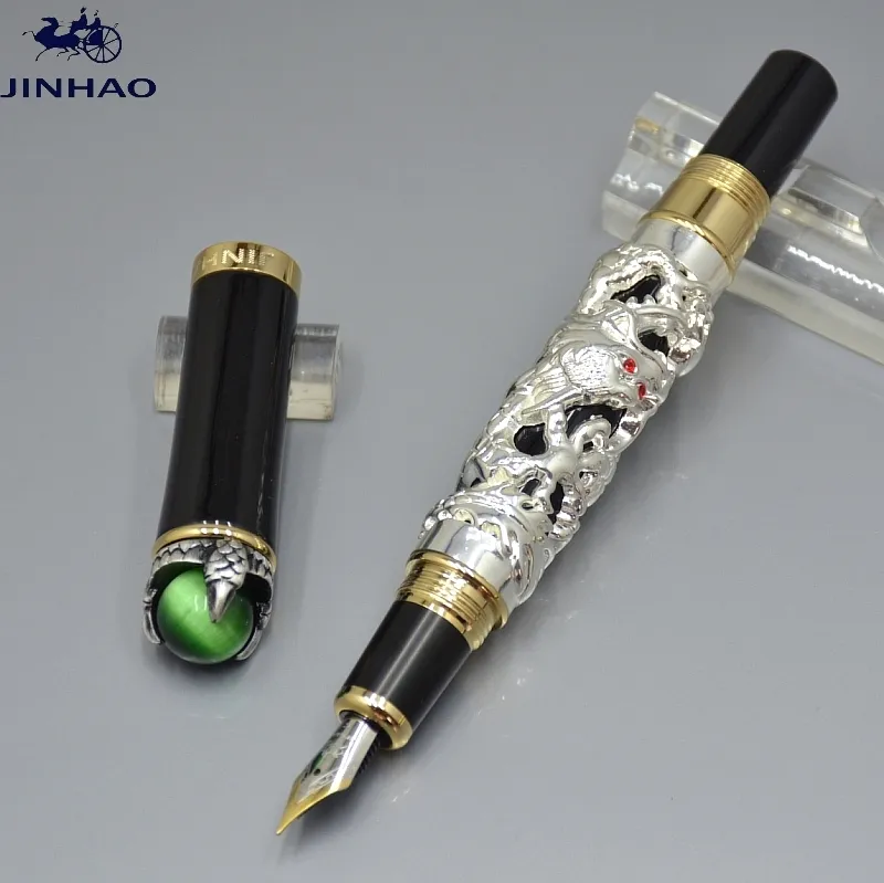 Hoge Kwaliteit Jinhao Pen Dragon Embossing 18k GP Iraurita NIB Vulpen Luxe Business Office Supplies Writing Smooth Ink Pennen als Gift