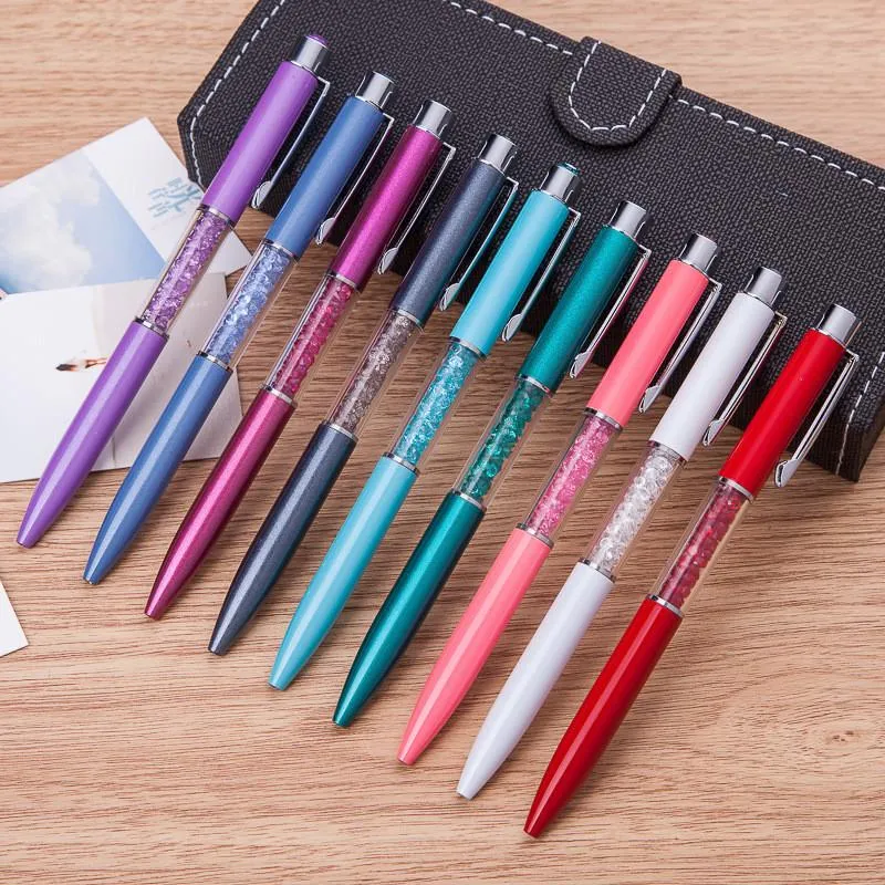 Nouveaux petits stylos à bille en cristal scintillant, cadeau d'écriture pour étudiant, enseignant, stylo de Signature en métal pour publicité commerciale, bureau et école