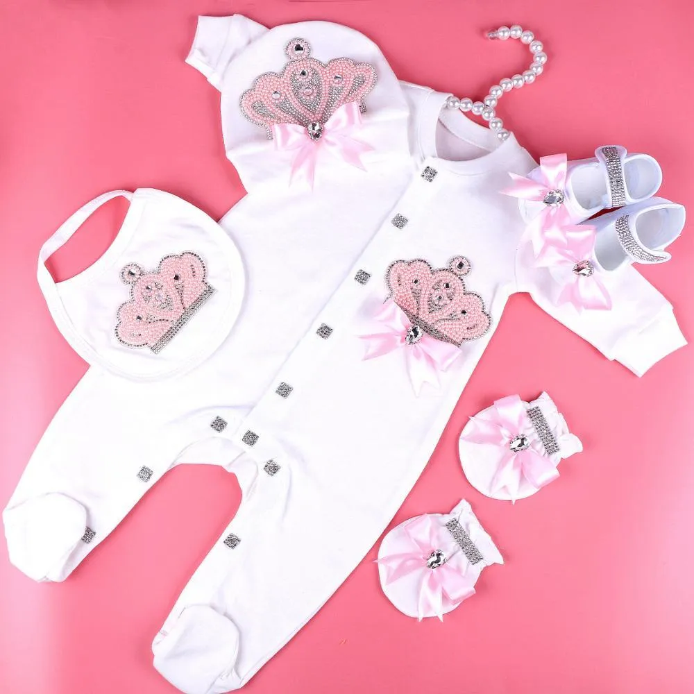 0 6 Meses Ropa De Niña Princesa Corona De Perlas Con Arco Nacido Bebé Body  Body Pijamas Traje Ropa De Bebé Regalo LJ201223 De 24,61 €