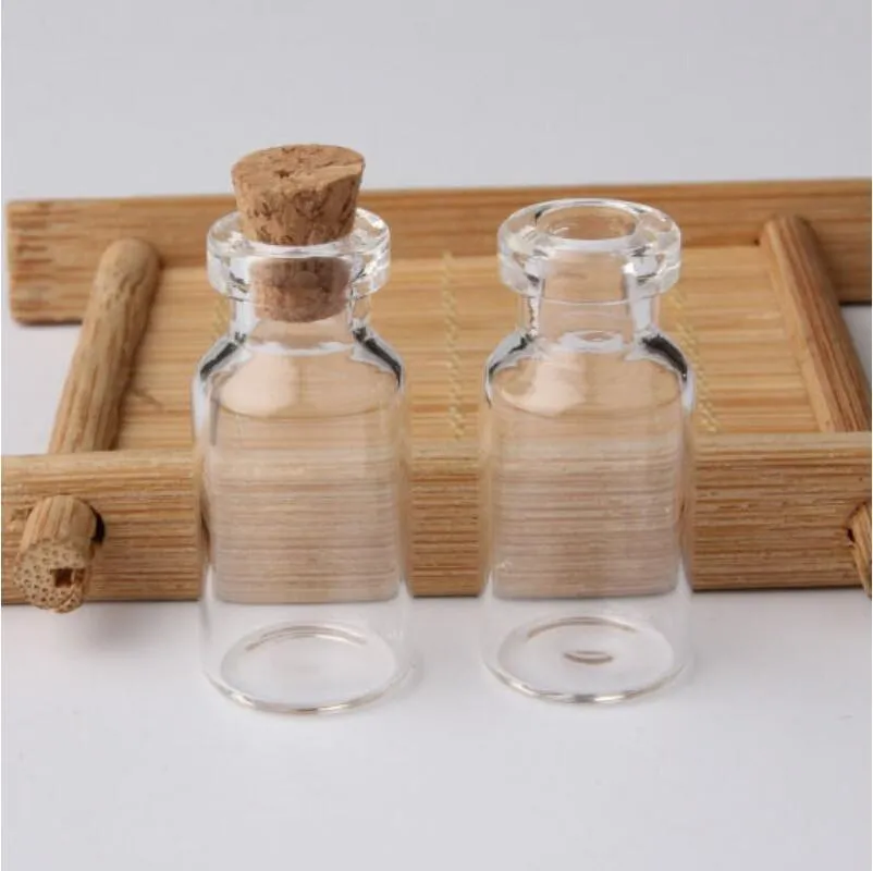 2 ml Klarglasfläschchen mit Korken, Mini-Flasche, Holzverschluss, leere Probengläser, kleine süße Bastelwunschflaschen