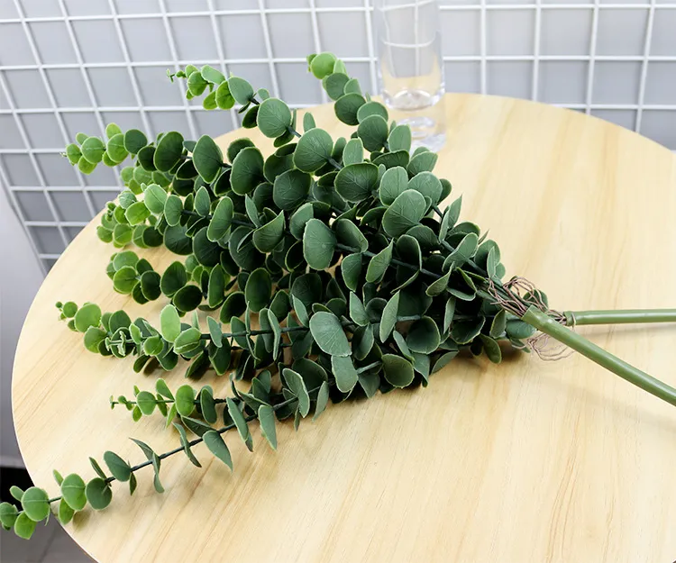 Eucalyptus flor artificial deixa plantas tropicais plantas de casamento de escritório jardim decoração decoração verde folha verde