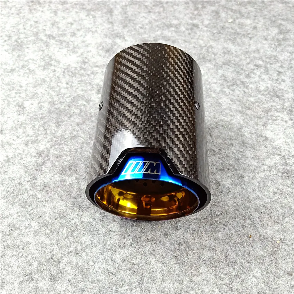 1 piece Real carbon fiber Exhaust pipe Stainless steel Burnt Blue For M2 M3 M4 Muffler tail end tips