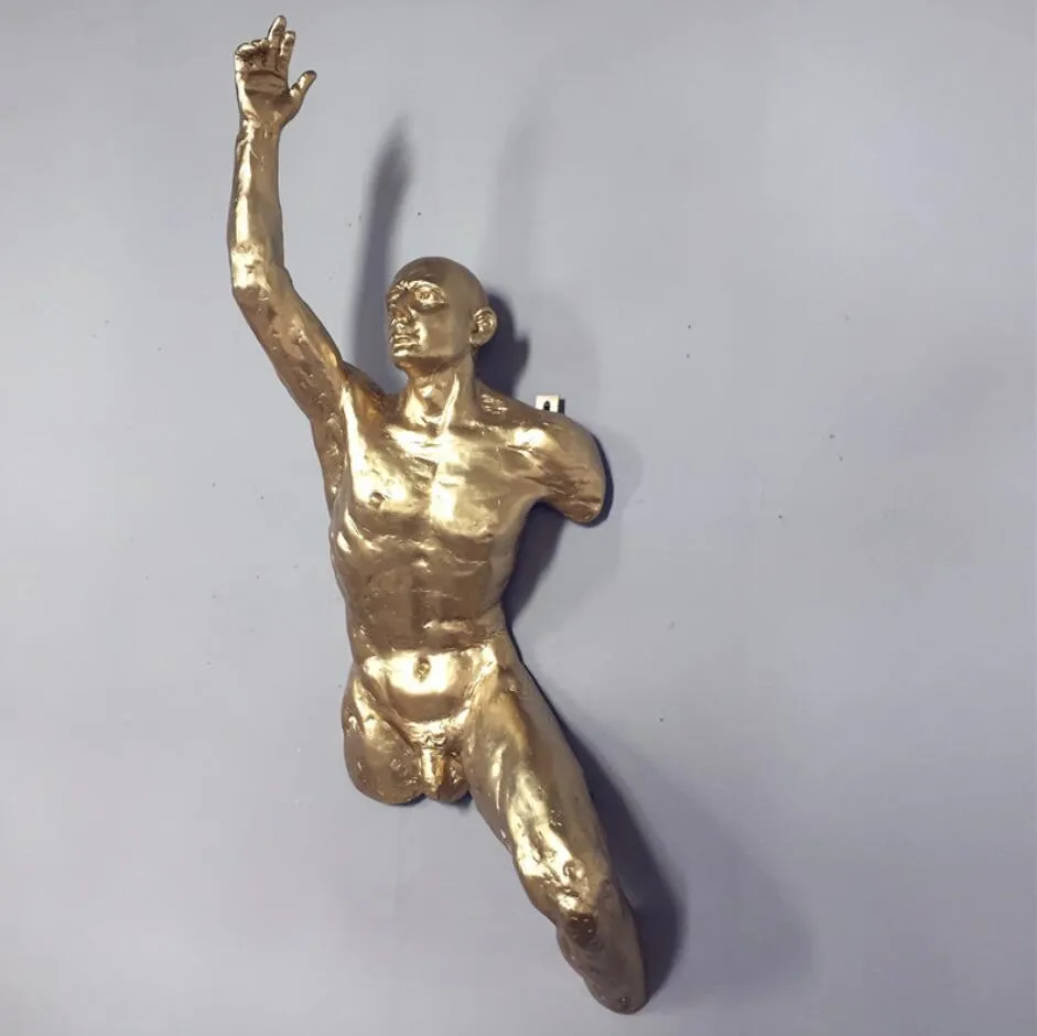 Golden three-dimensional sculpture Decorative Objects through the wall figure wall hanging decoration bar KTV cinema farmhouse tion decorations