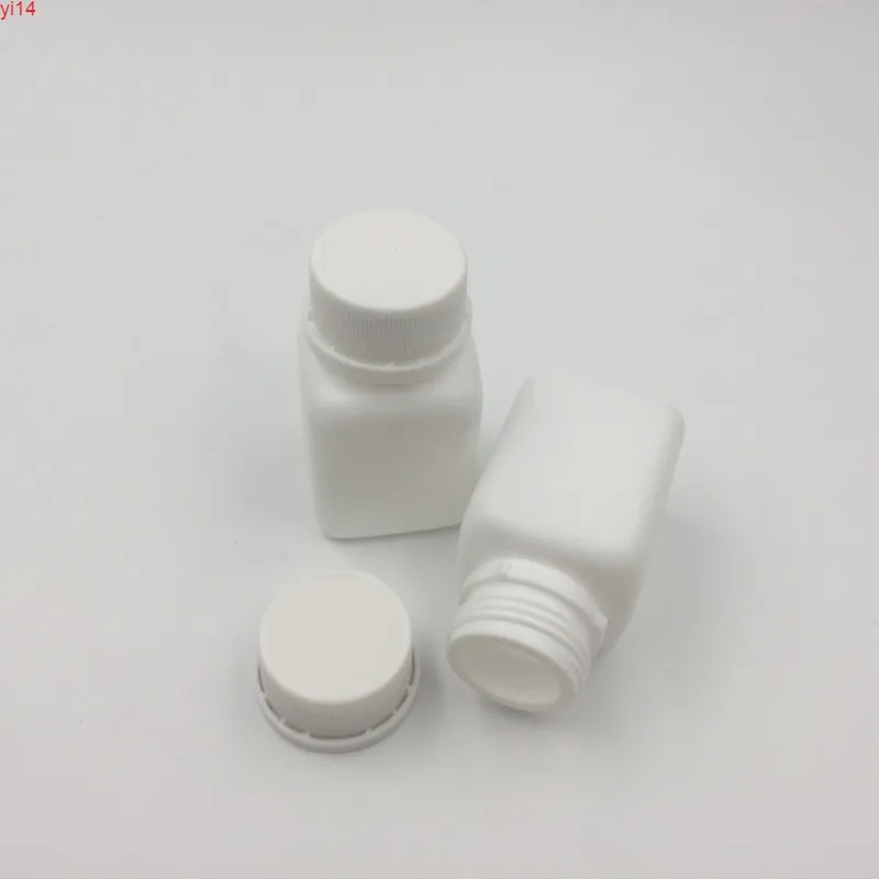 Freeship 24pcs Puste 30CC 30ml White HDPE Kwadratowy kształt Plastikowy Witamina Pigułki Butelki z osłony Caps Downorodek Dostosowy Dla Medicalgood Quality