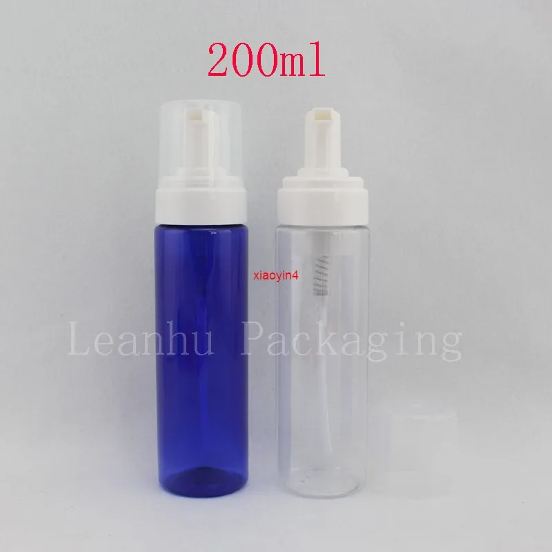 Vente en gros, bouteilles bleues / transparentes de haute qualité de 200 ml de mousse à bulles Bouteille de mousse bricolage supérieure bouteille à pompe fouettée bon paquet