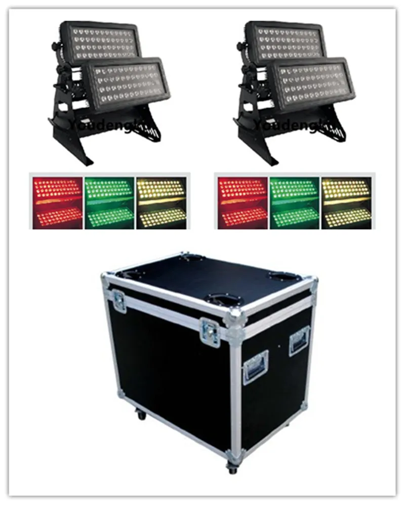 1 قطعة مع flightcase 96 * 18 واط 6in1 rgbwa uv جدار غسالة led double الطابق في الهواء الطلق مربع مقاوم للماء أدى ضوء المدينة