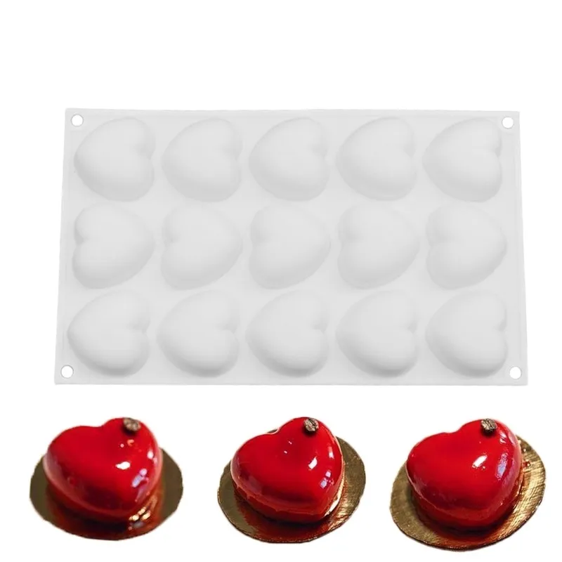 Silicone Romantics 15 en forme de coeur Mini Gâteau Moule Pour Desserts Au Chocolat Pudding Cuisson Gâteaux Outil De Décoration Moules Pan T200524