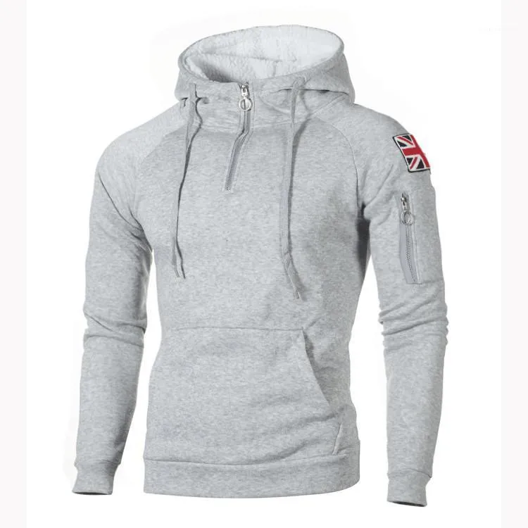 Trendy Youth Hooded Jumpers Brand Mens Hoodies Sweatshirts Winter Fleece Hoody Sportswear Jacket Coat Half Zip UK Flag Pullover1