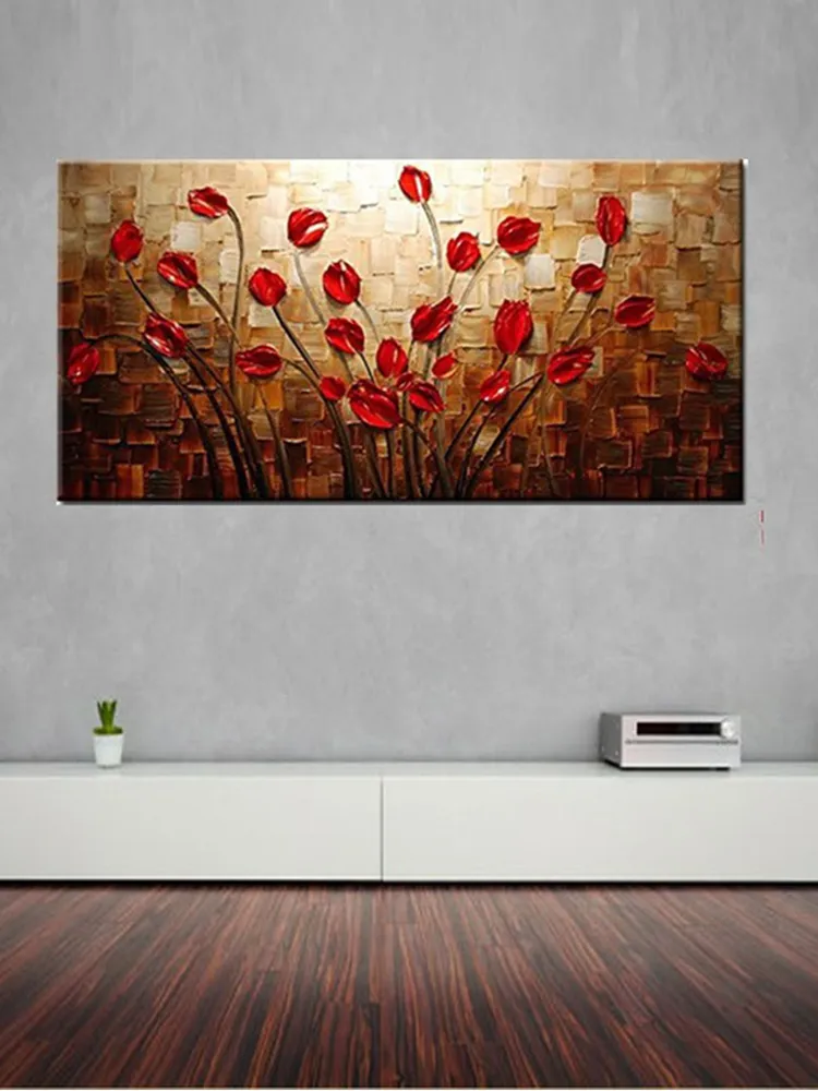 5 Panels Hand-Painted Abstract Plum Blossom Flower Oil Painting on Canvas  Large Modern Wall Art Decoration - China Flower Painting and Flower Oil  Painting price