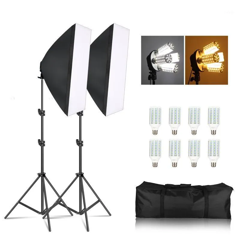 Fotografi SoftBox Light Kit 8 st Corn E27 LED Photo Light Box för Flash Studio Camera Belysningsutrustning med BAIN BAG1