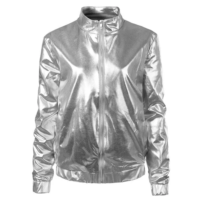 Metallic bomber jacket womens sale
