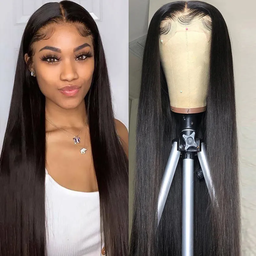 Straight 13x4 Lace Front Human Hair Wigs Brazilian Virgin Remy Hair For Black Women 28 30Inch 360 frontal wig