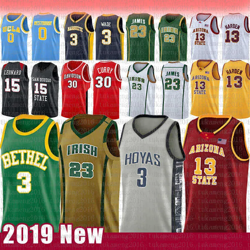 Allen 3 Iverson 23 LeBron 13 James NCAA Harden Basketball Jersey Georgetown Arizona University State State Bethel Irish High School Maglie nuove 00