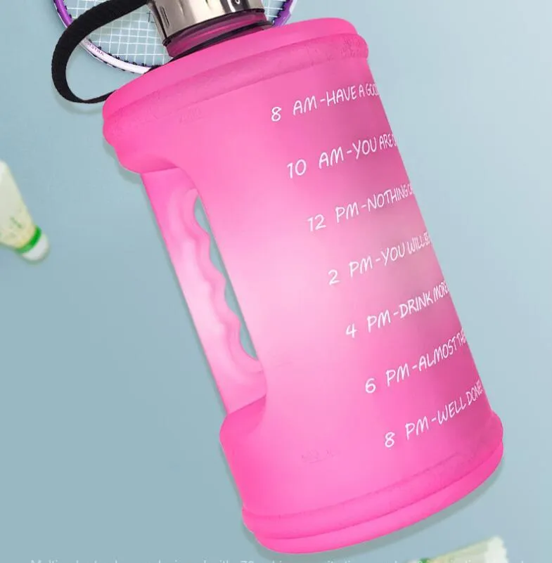 Water Bottle for Sports Motivational Time Marker Outdoor Leakproof BPA Free 73oz Reusable Bottles with Handle Gifts