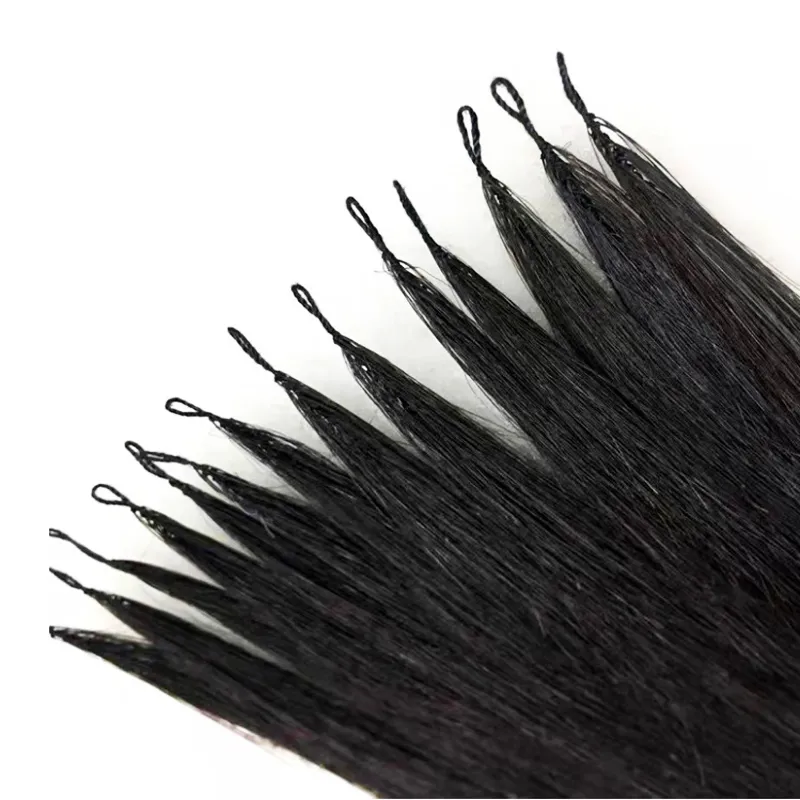 Micro Loop Hair Extension Feathers Wholesale Remy Human 200stock/Lot Keratin Pre Bonded Hand Made DIY Bekväm att bära litet gränssnitt 20 22 24 26 tum