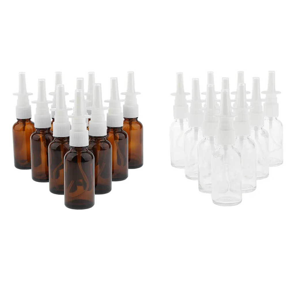 10 Pieces 30ml Empty Glass Nasal Spray Pump Bottle Fine Mist Vials Sprayer