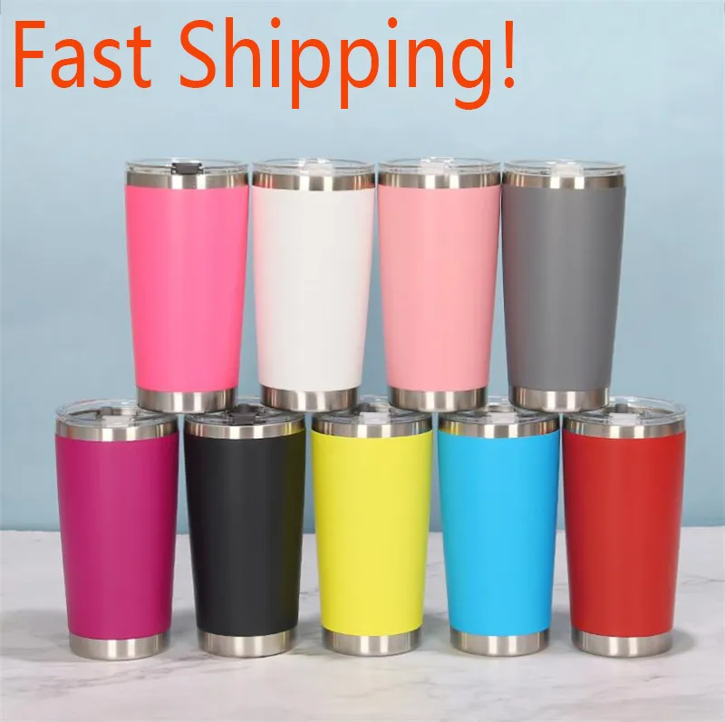 16 colores 20oz Tumblers Acero inoxidable Vacío aislado con tapas de doble pared vino Copa térmica Taza de café Tazas de café Fiesta de Navidad Regalos